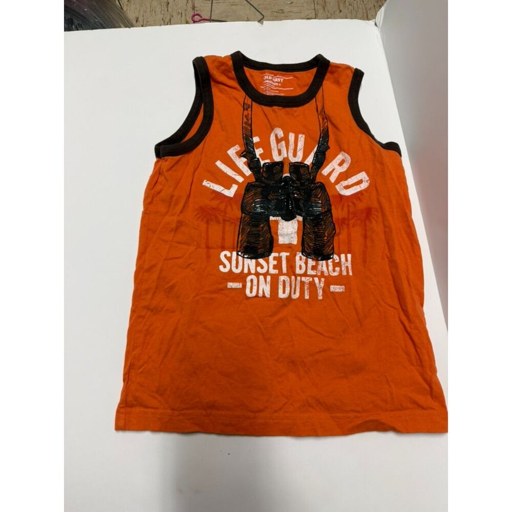 Old Navy Boys tank top medium lifeguard orange